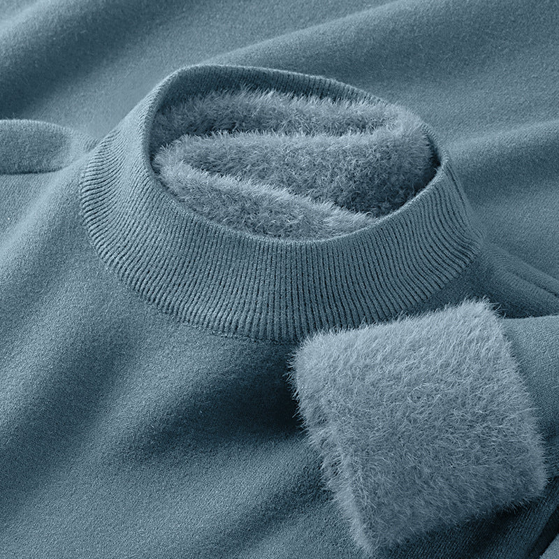 Men's pullover with standing collar made of modal wool blend