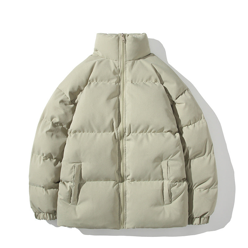 Unisex quilted jacket, padded, stand-up collar, loose fit