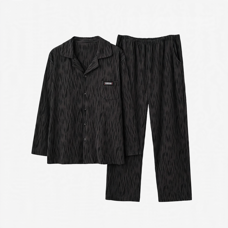 Men's pajamas made of pure cotton, long-sleeved