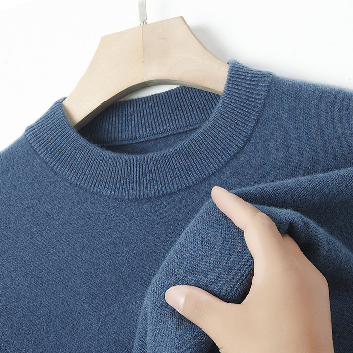 Men's cashmere sweater, crew neck, solid color
