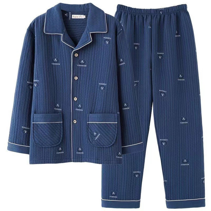 Men's pajamas, 3-layer, cotton, quilted