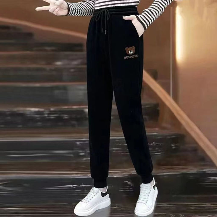 Lined corduroy leisure pants for women