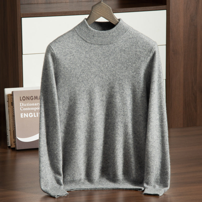 Men's Cashmere Sweater, Stand Collar, Business-Casual