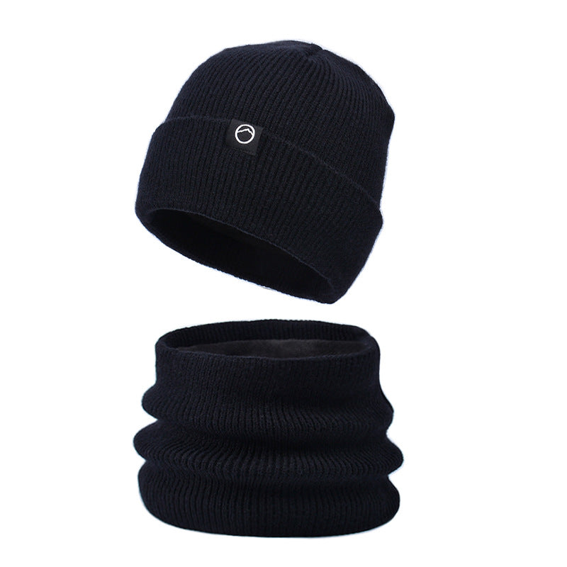 Knitted hat and scarf set for men, warming