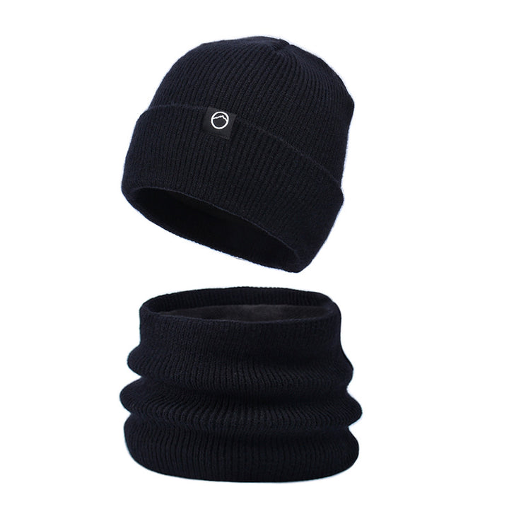 Knitted hat and scarf set for men, warming