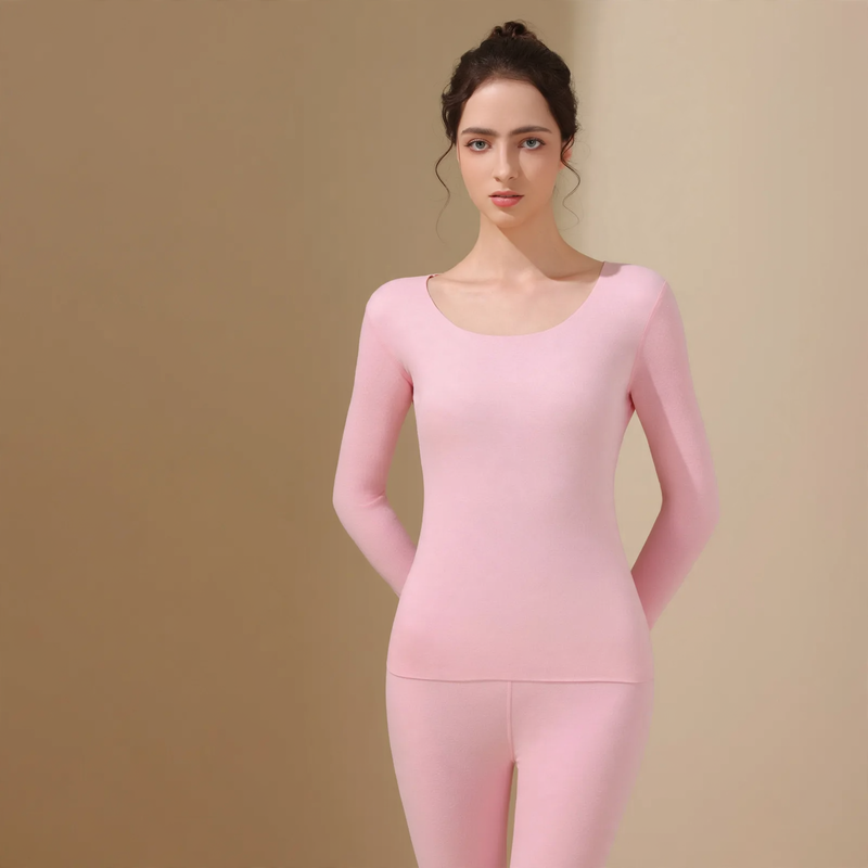 Seamless thermal underwear set with double-sided brushing