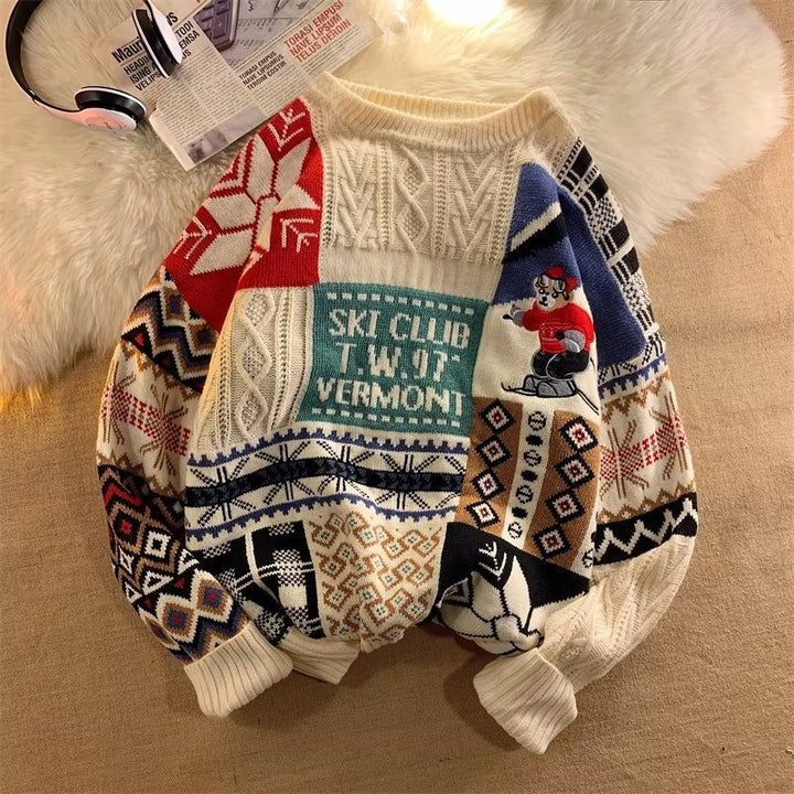 Retro Christmas sweater in Harajuku style