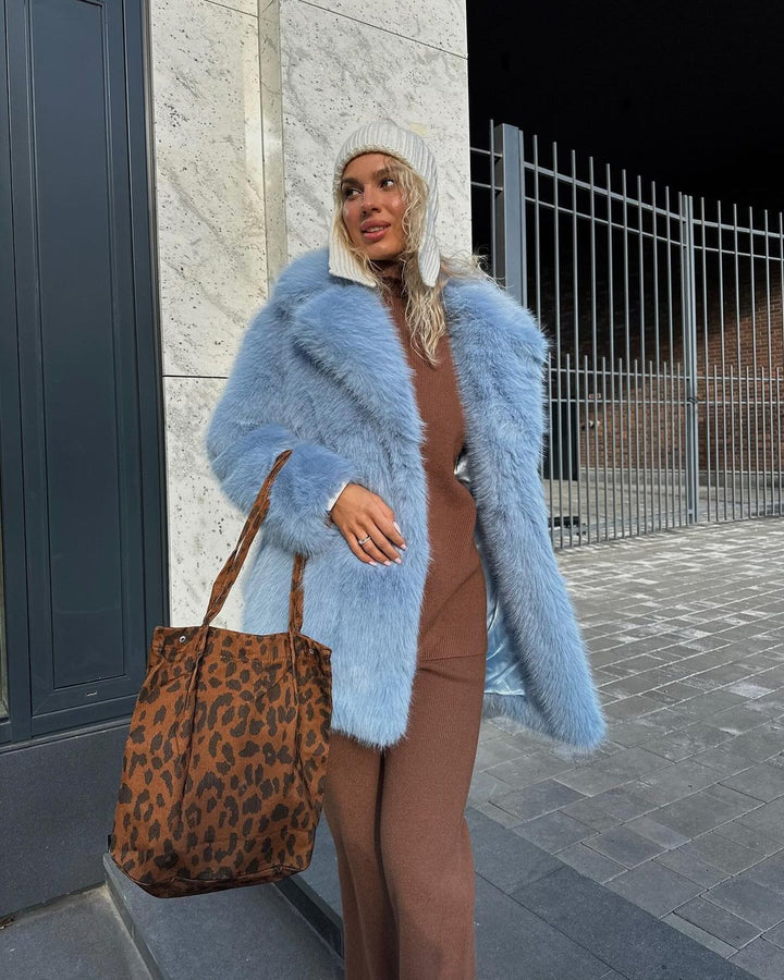 Mid-Length Faux Fur Jacket for Women