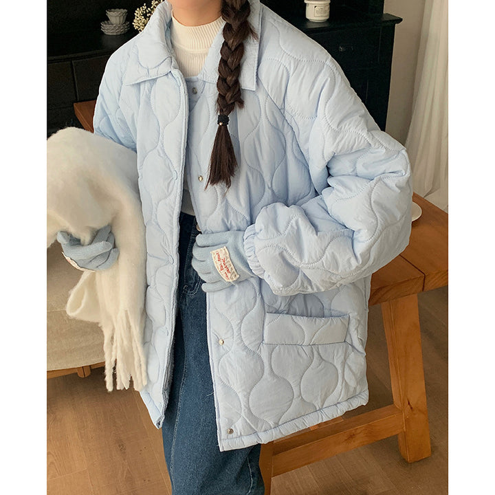 Quilted winter jacket with lamb fleece lining