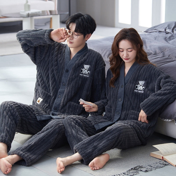 Fluffy flannel loungewear for couples