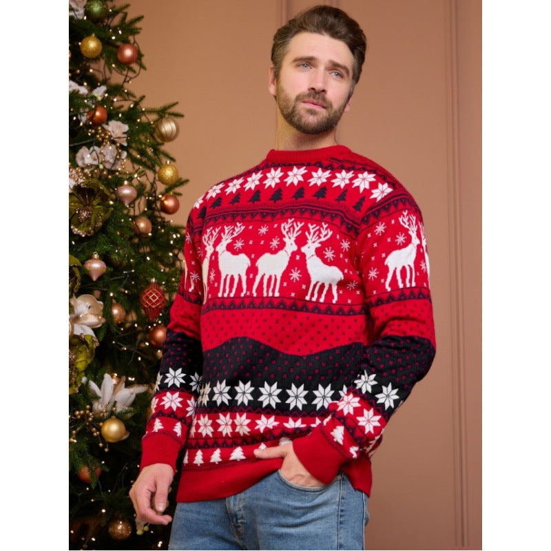 Unisex knit sweater with reindeer motif