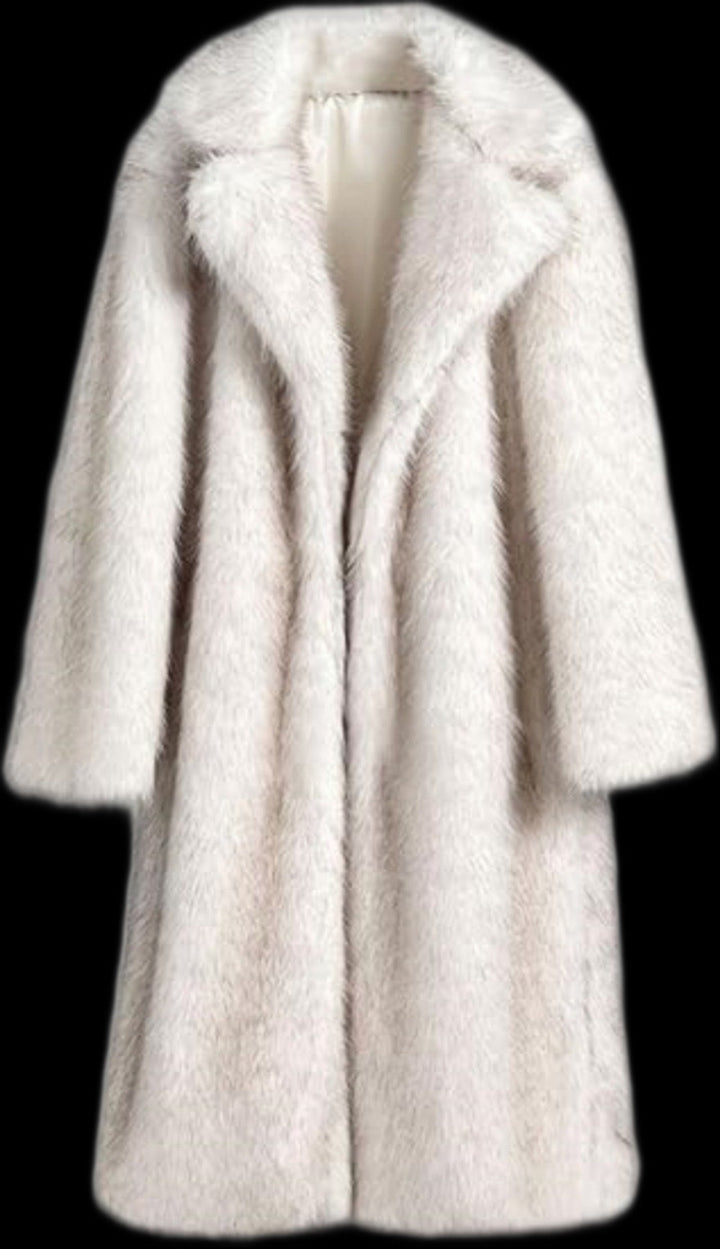 Long faux fur coat in fox fur look
