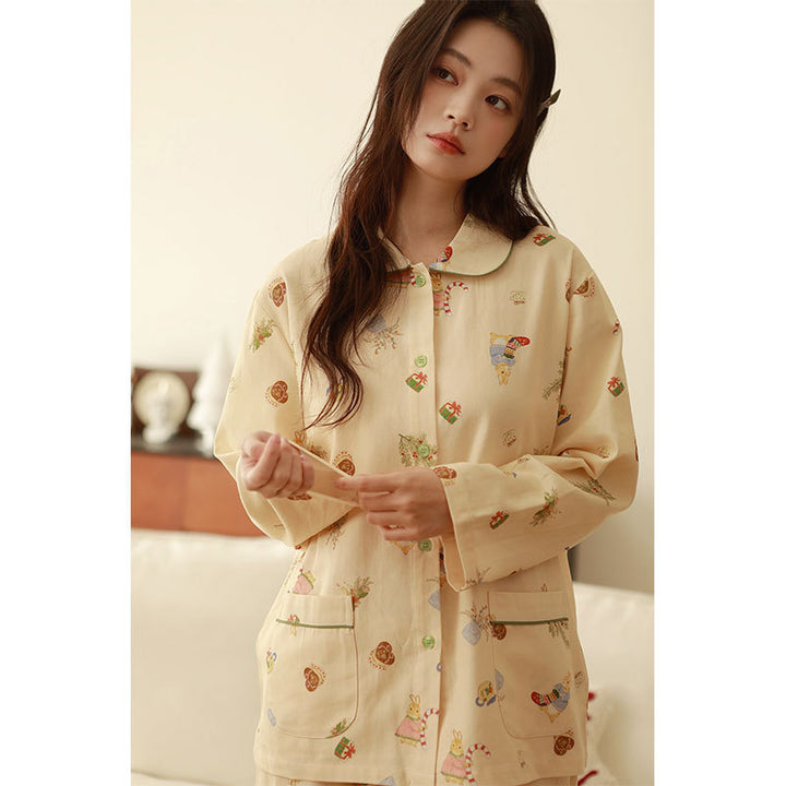Women's House Suit, Cotton, Brushed, Christmas Motif