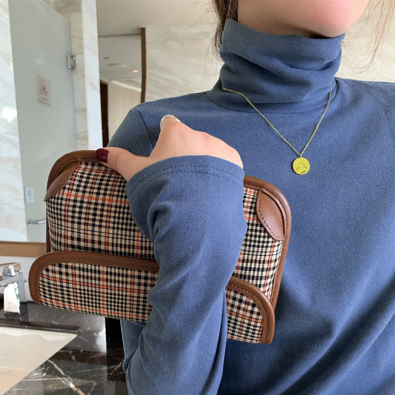 Women's Turtleneck Long Sleeve Shirt with Double-Sided Fleece