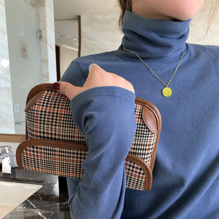 Women's Turtleneck Long Sleeve Shirt with Double-Sided Fleece