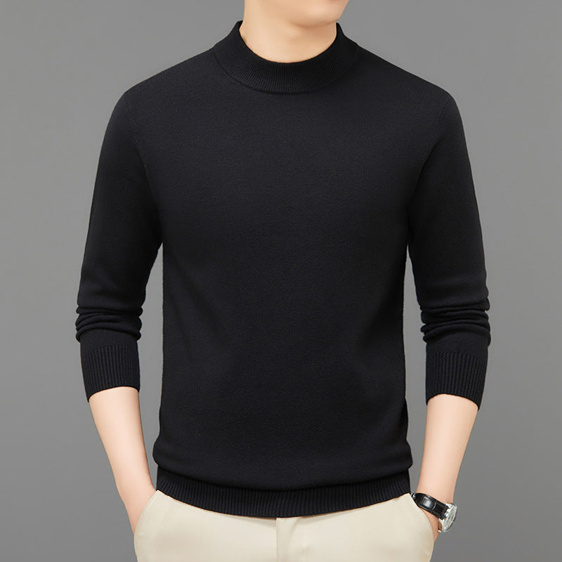 Men's knitted pullover, stand-up collar, breathable