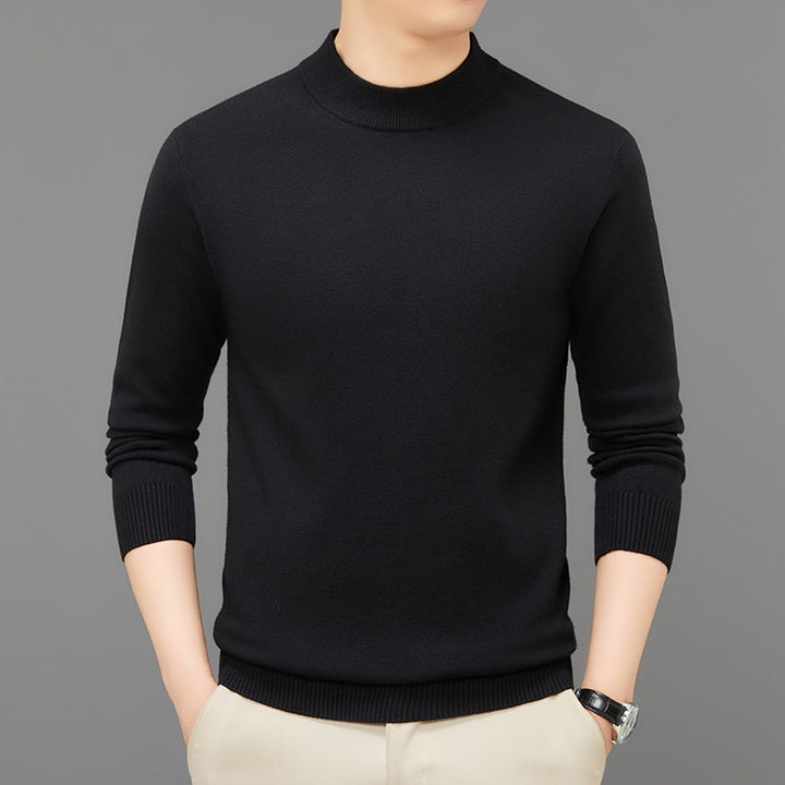 Men's knitted pullover, stand-up collar, breathable