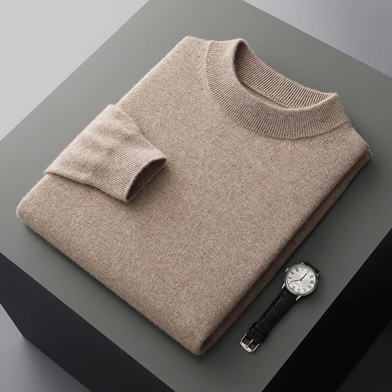 Men's wool sweater, thick, with stand-up collar