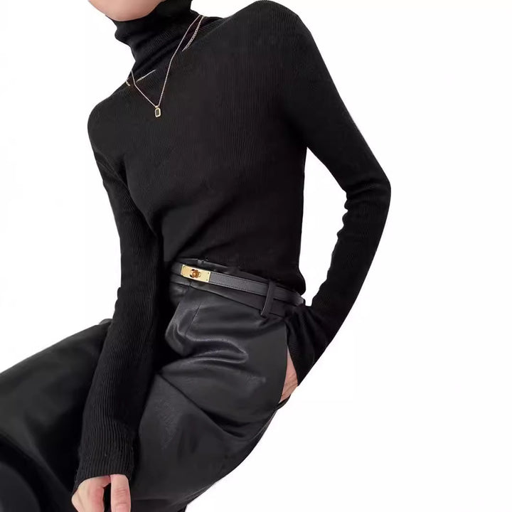 Women's cashmere wool sweater, thin, stand-up collar