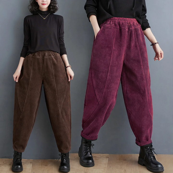 Padded corduroy harem pants, loose fit, women