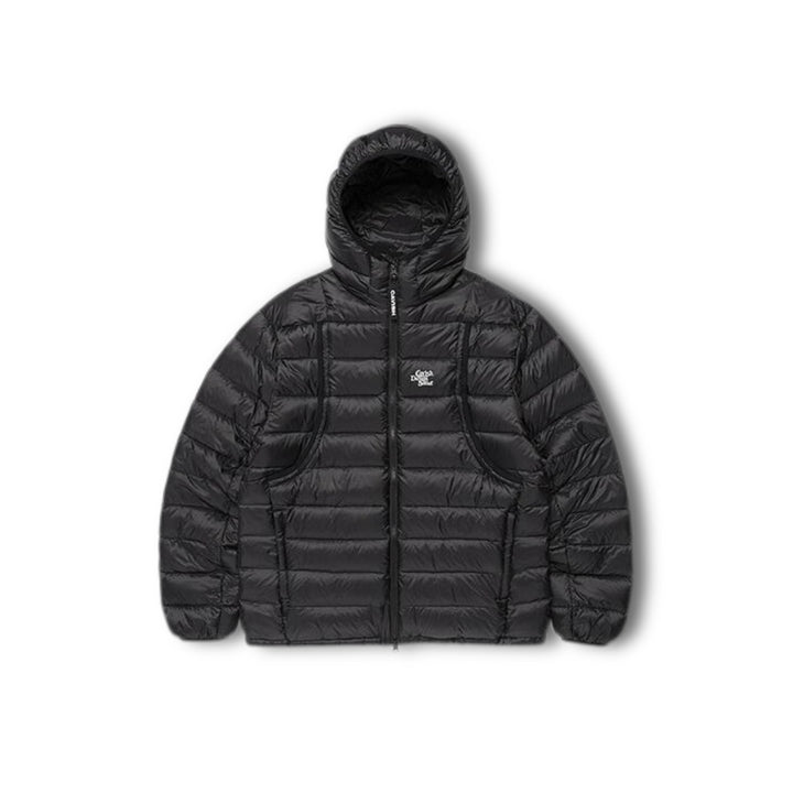 Light down jacket with hood, 90% grey duck down