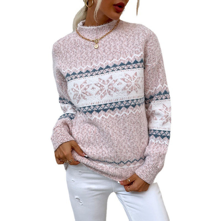 Women's knit sweater with snowflake pattern