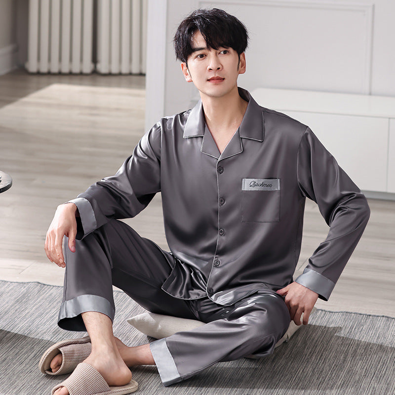 Light men's pajamas made of ice silk, breathable