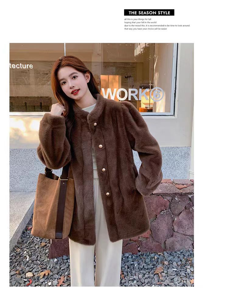 Fluffy faux fur coat in mink look