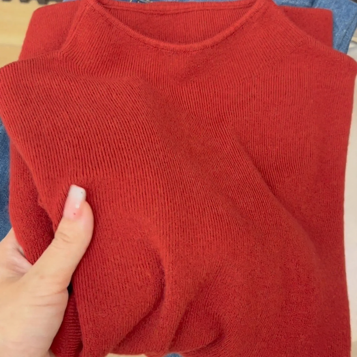 Women’s knit sweater with stand-up collar