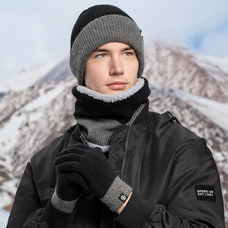 3-piece winter set: beanie, scarf and gloves