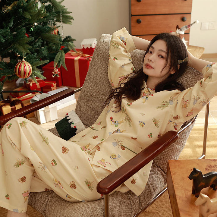 Women's House Suit, Cotton, Brushed, Christmas Motif