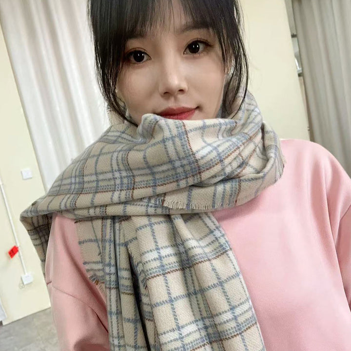 Thick checkered winter scarf, 200x50cm