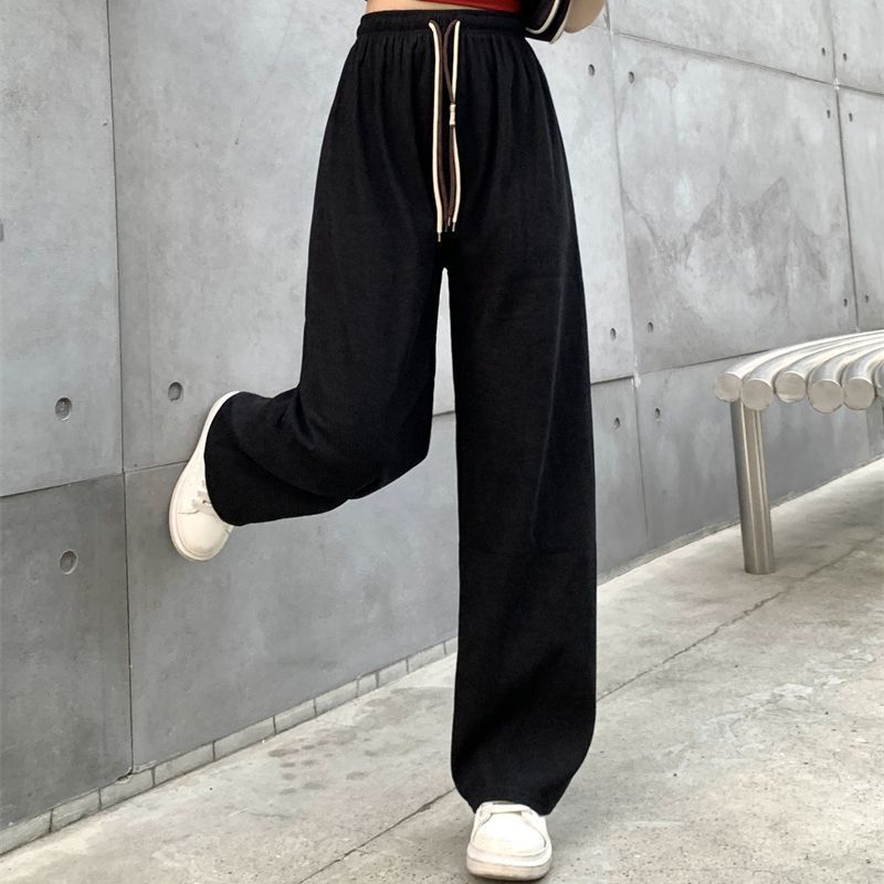 Cord-wide pants with double drawstring