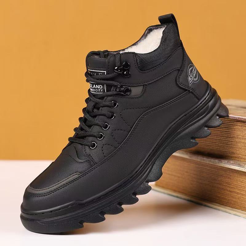 Padded men's winter boots, slip-resistant, warm