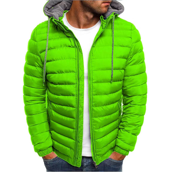 Padded men's winter jacket with hood