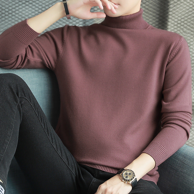 Men's knitted sweater with stand-up collar