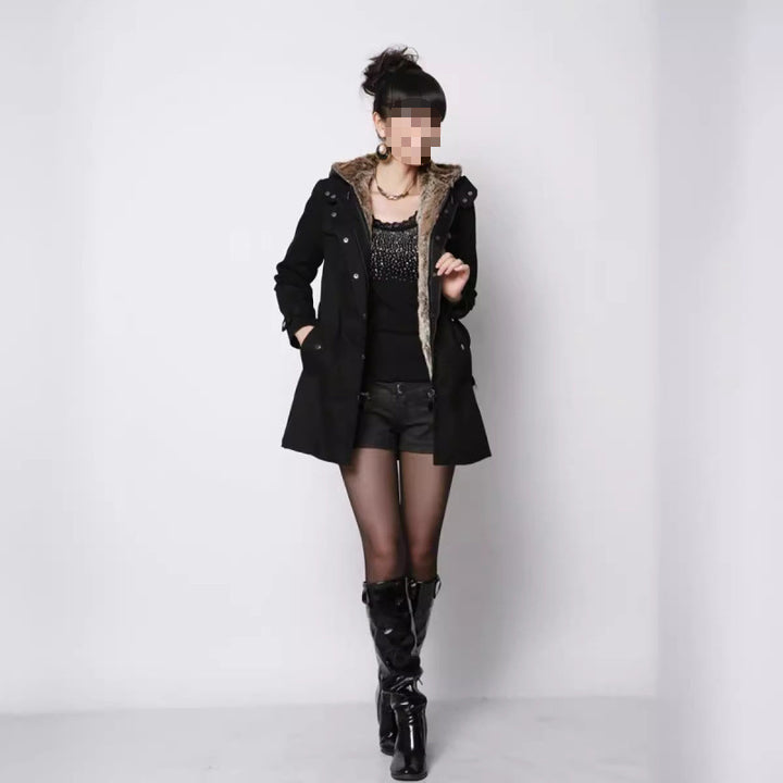 Padded parka with faux fur collar and hood