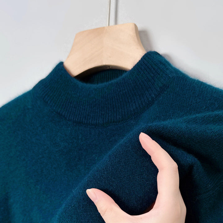 Men's sweater with stand-up collar, solid color