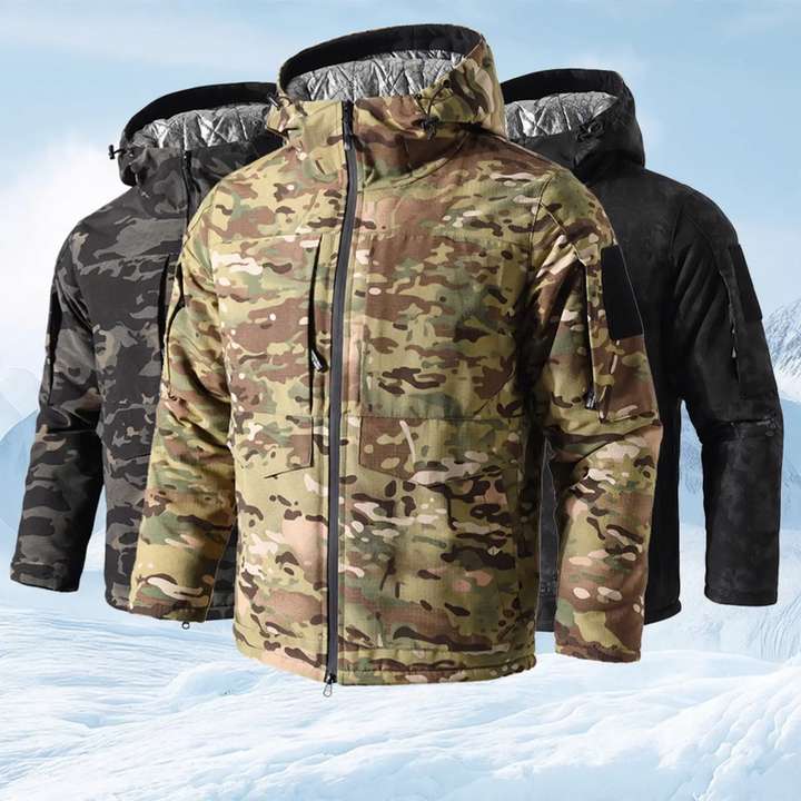 Men's winter jacket, graphene insulation, water-repellent, camouflage