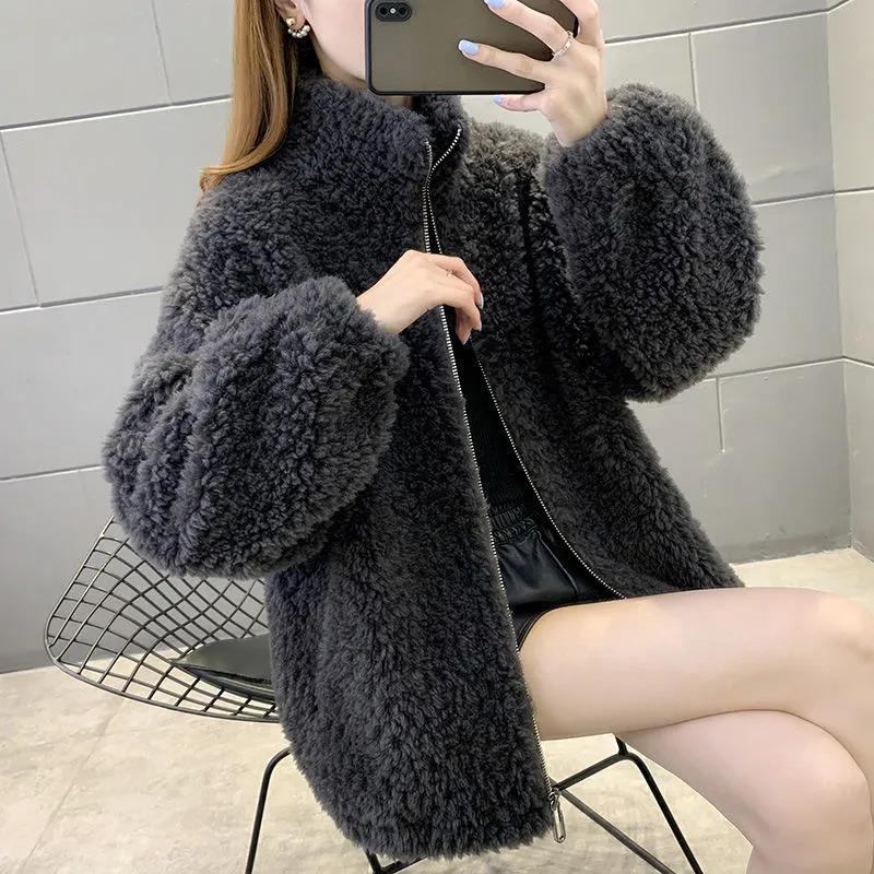 Unisex-Sheepskin-Jacket, padded, with stand-up collar