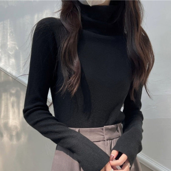 Women's knitted sweater, roll neck, body-hugging