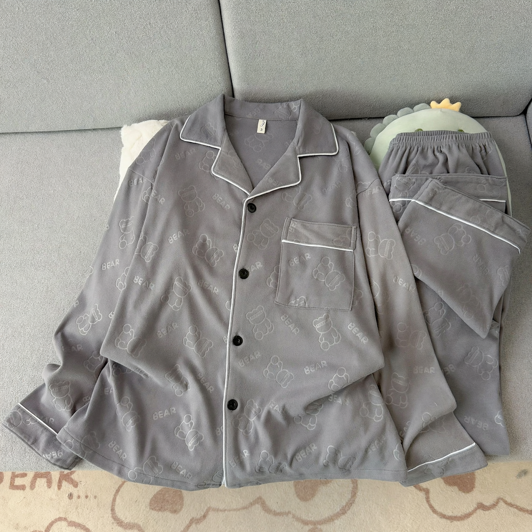 Men's Pajama Set, warm thermal material, loose fit