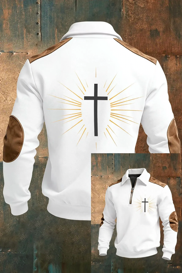 Men's sweatshirt with 3D print and zipper