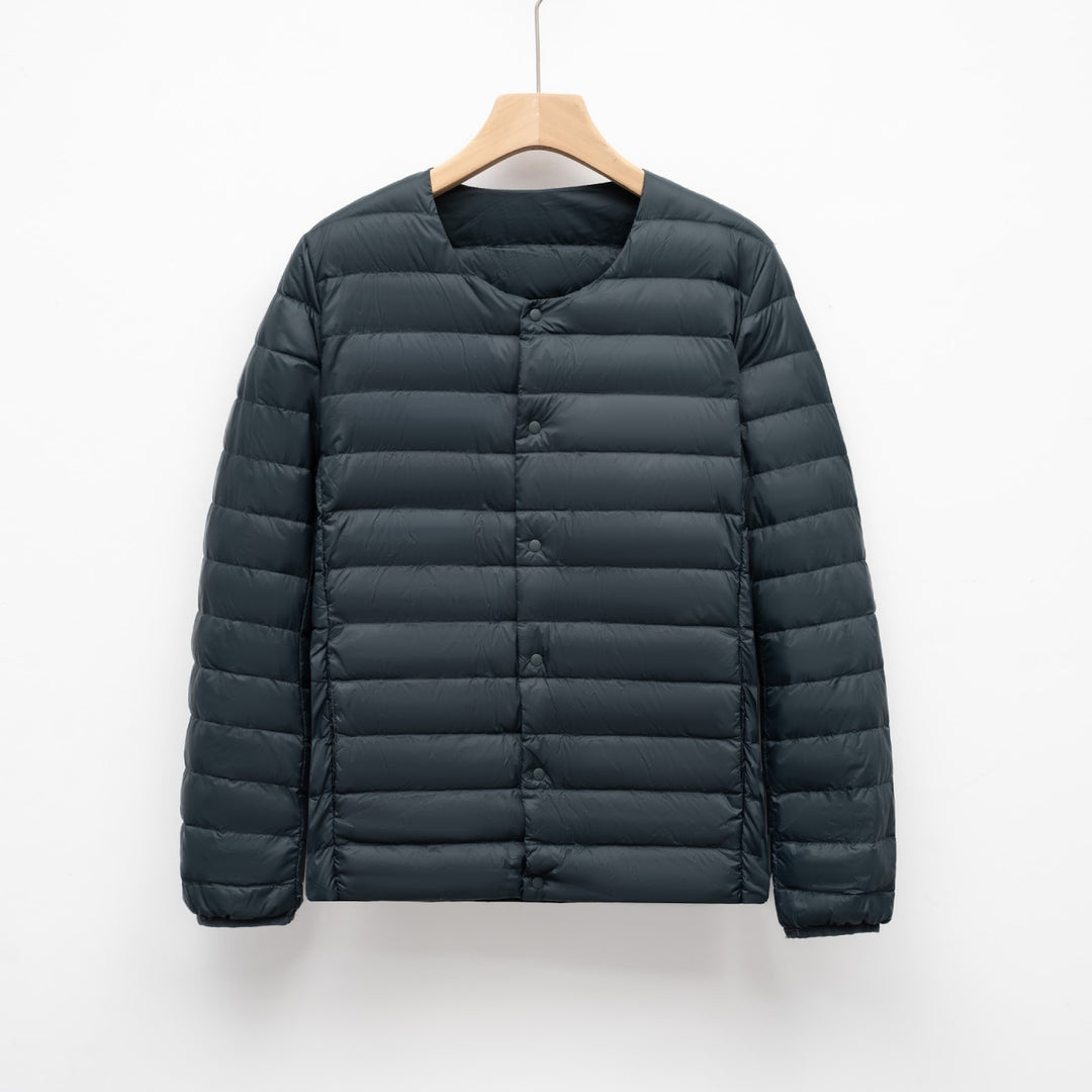 Light men's down jacket, round neck, thin