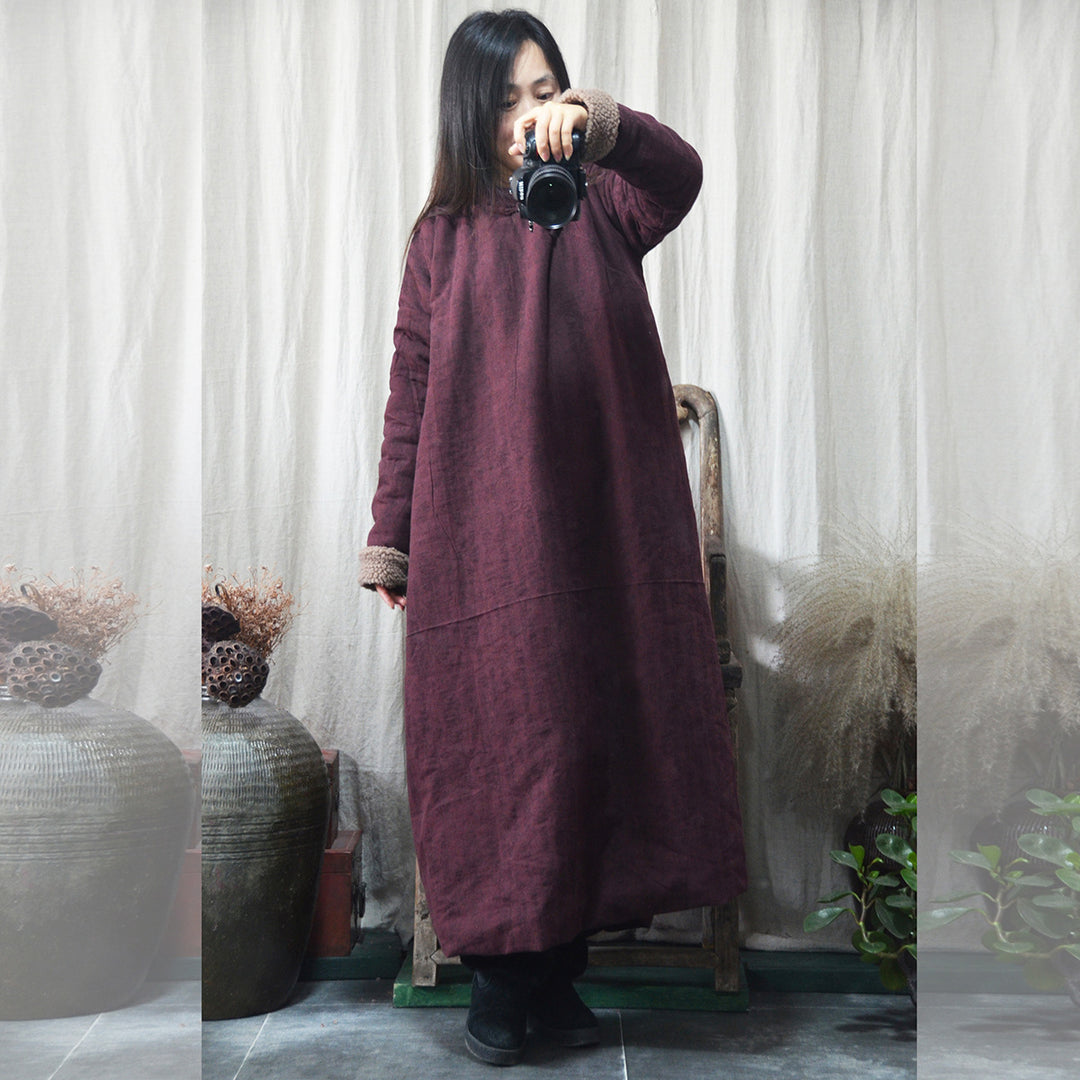 Padded women's coat in vintage style with toggle buttons