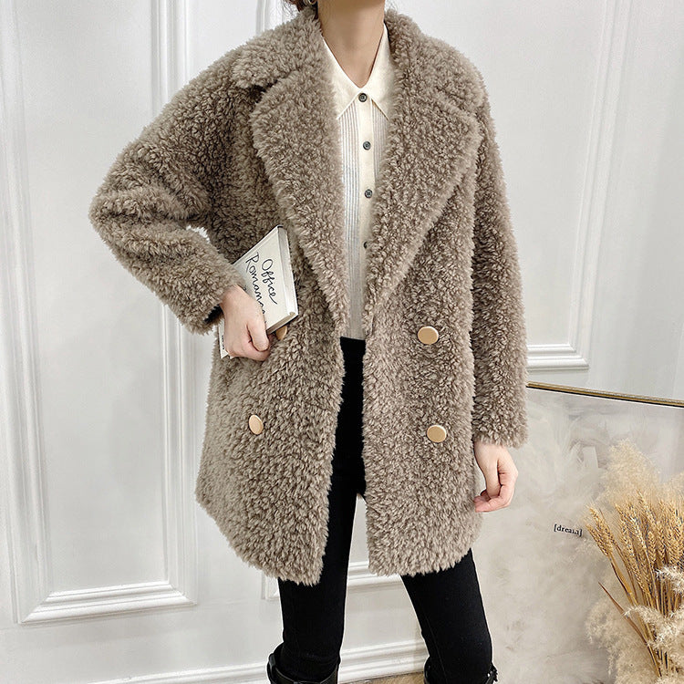 Mid-length sheepskin coat, various colors