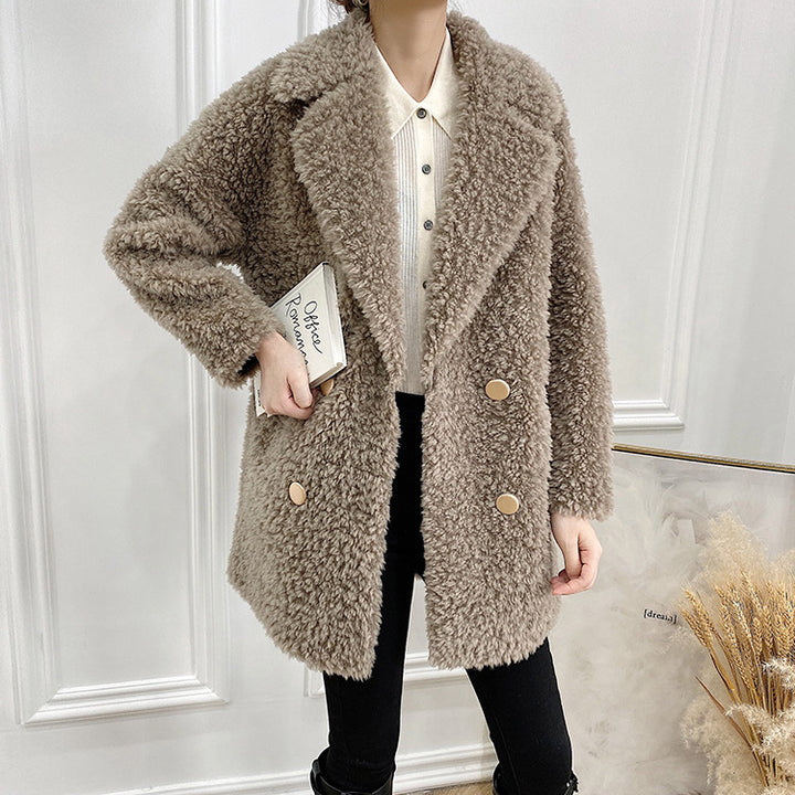 Mid-length sheepskin coat, various colors