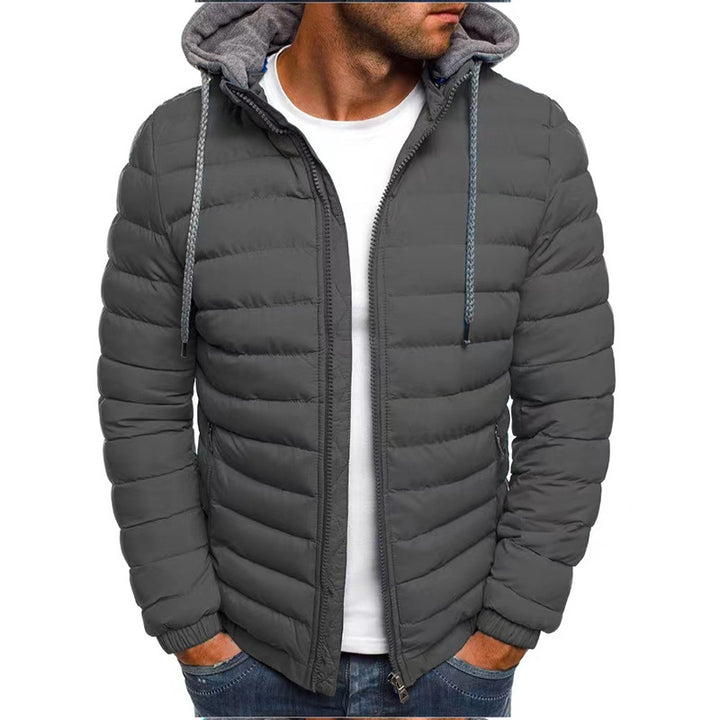 Padded men's winter jacket with hood