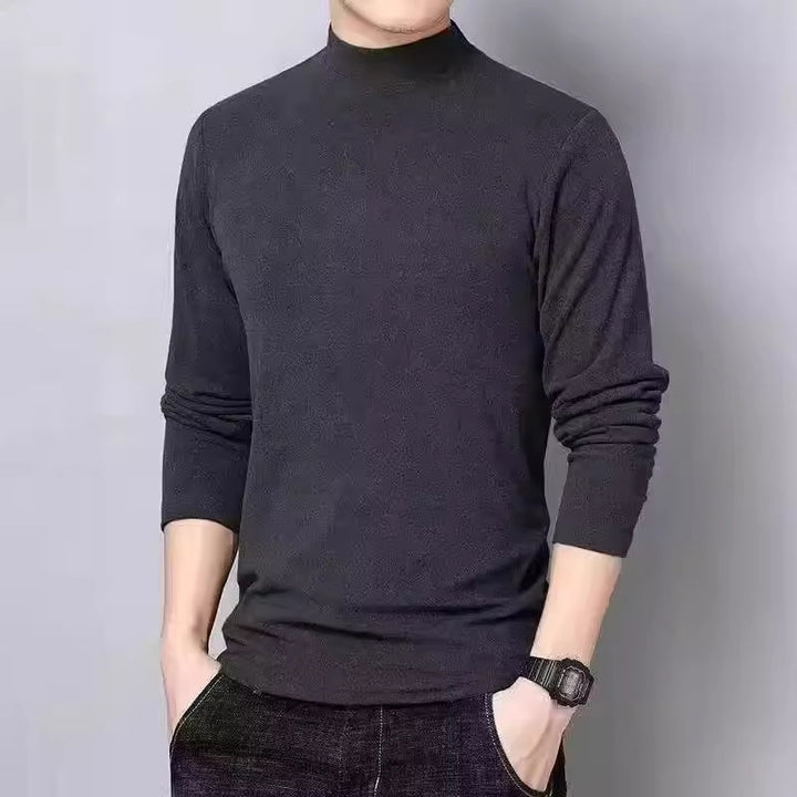 Men's long sleeve shirt with stand-up collar, padded