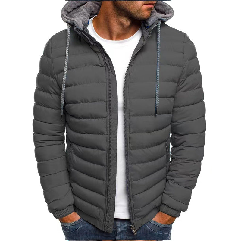 Padded men's winter jacket with hood